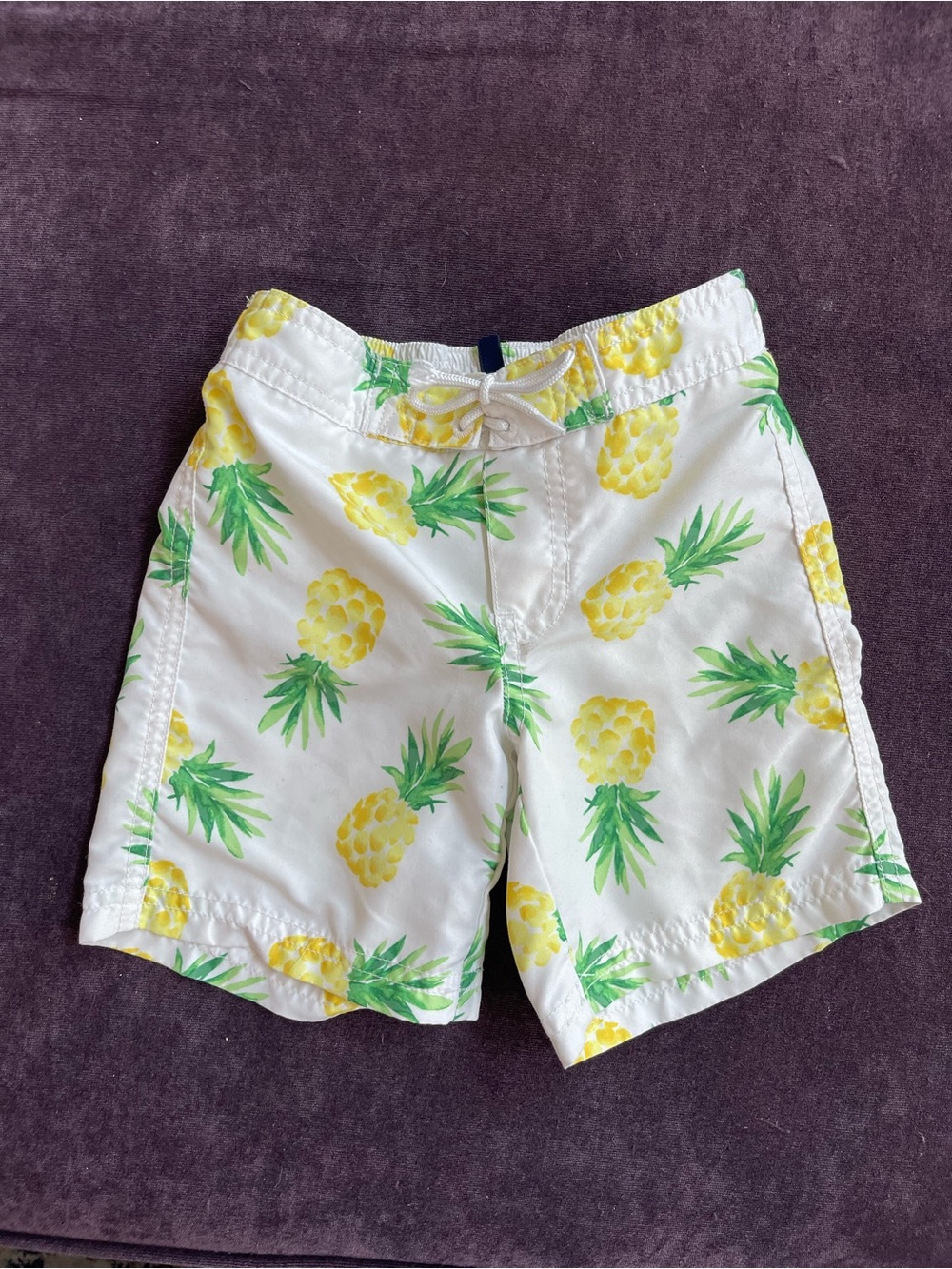 Janie and Jack White Pineapple-Print Swim‎ Trunks